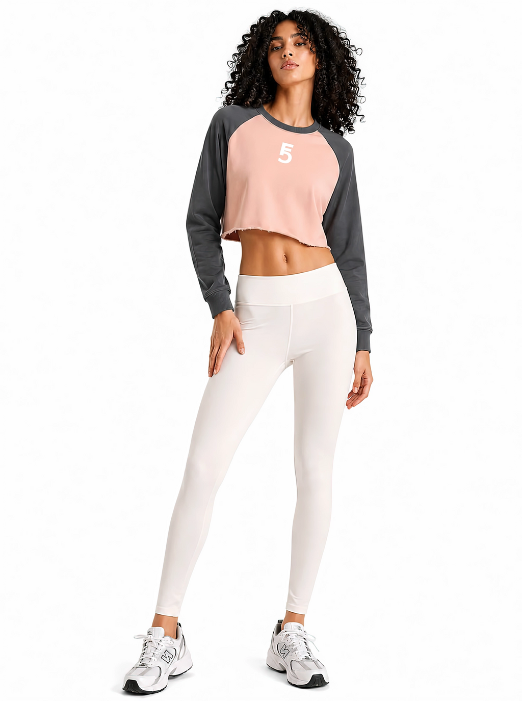 Raw-Hem Color-Block Raglan Crop Sweatshirt | White Logo