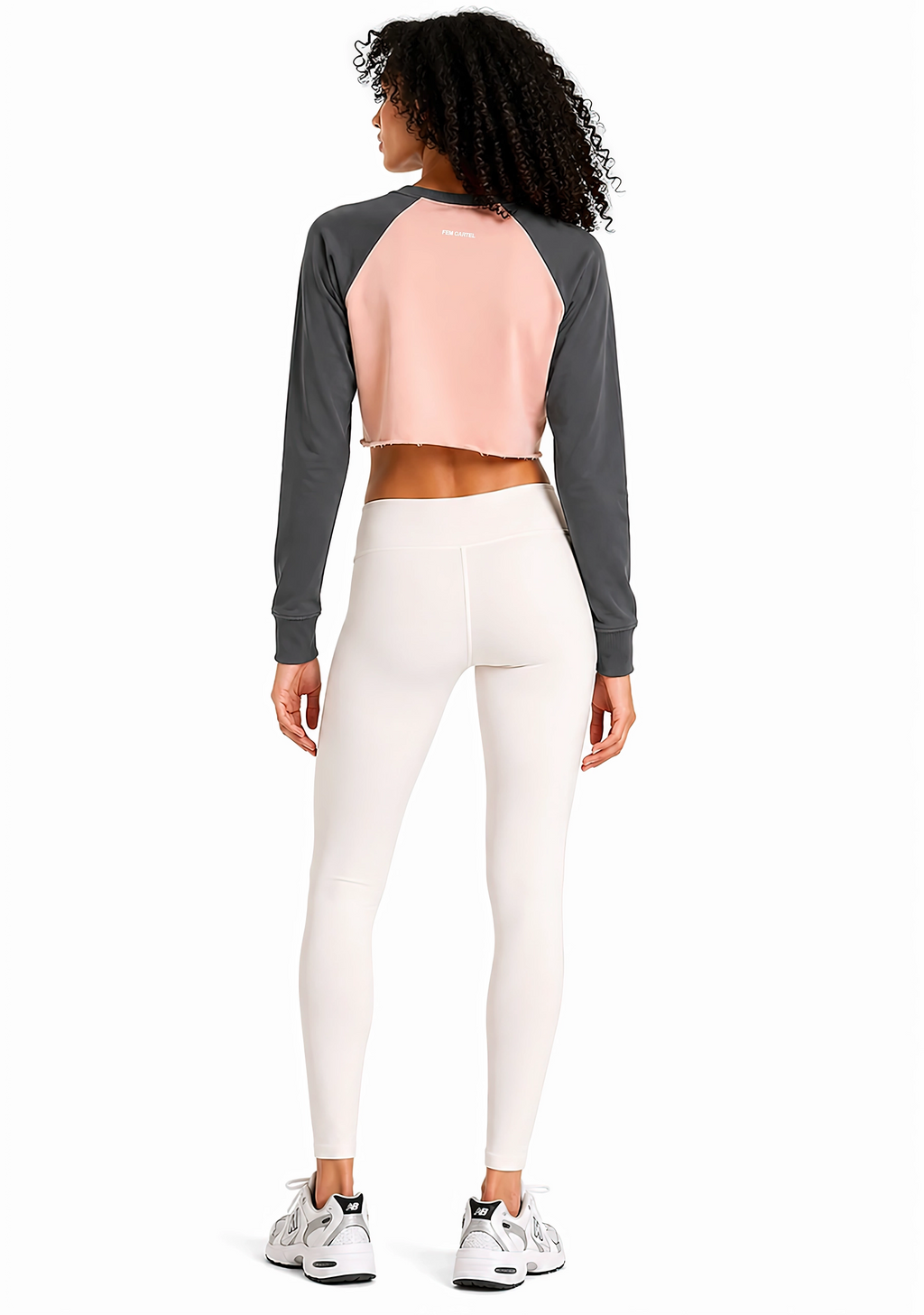 Raw-Hem Color-Block Raglan Crop Sweatshirt | White Logo