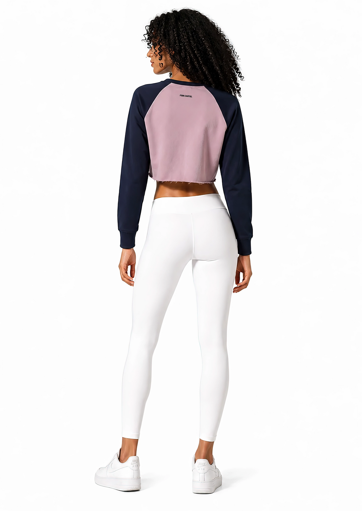 Raw-Hem Color-Block Raglan Crop Sweatshirt | Black Logo