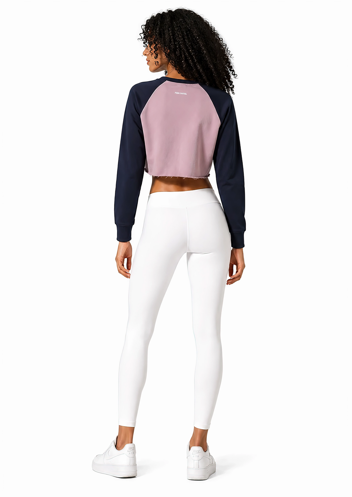 Raw-Hem Color-Block Raglan Crop Sweatshirt | White Logo