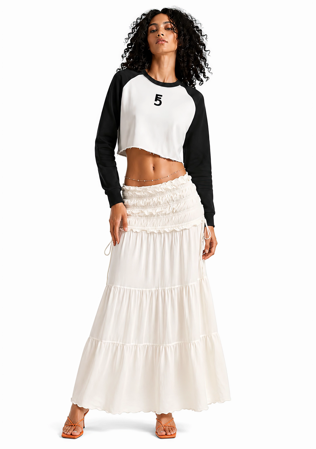 Raw-Hem Color-Block Raglan Crop Sweatshirt | Black Logo