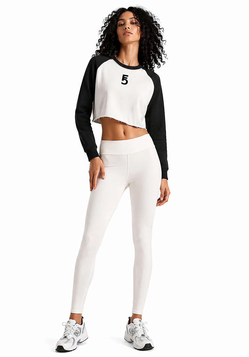 Raw-Hem Color-Block Raglan Crop Sweatshirt | Black Logo