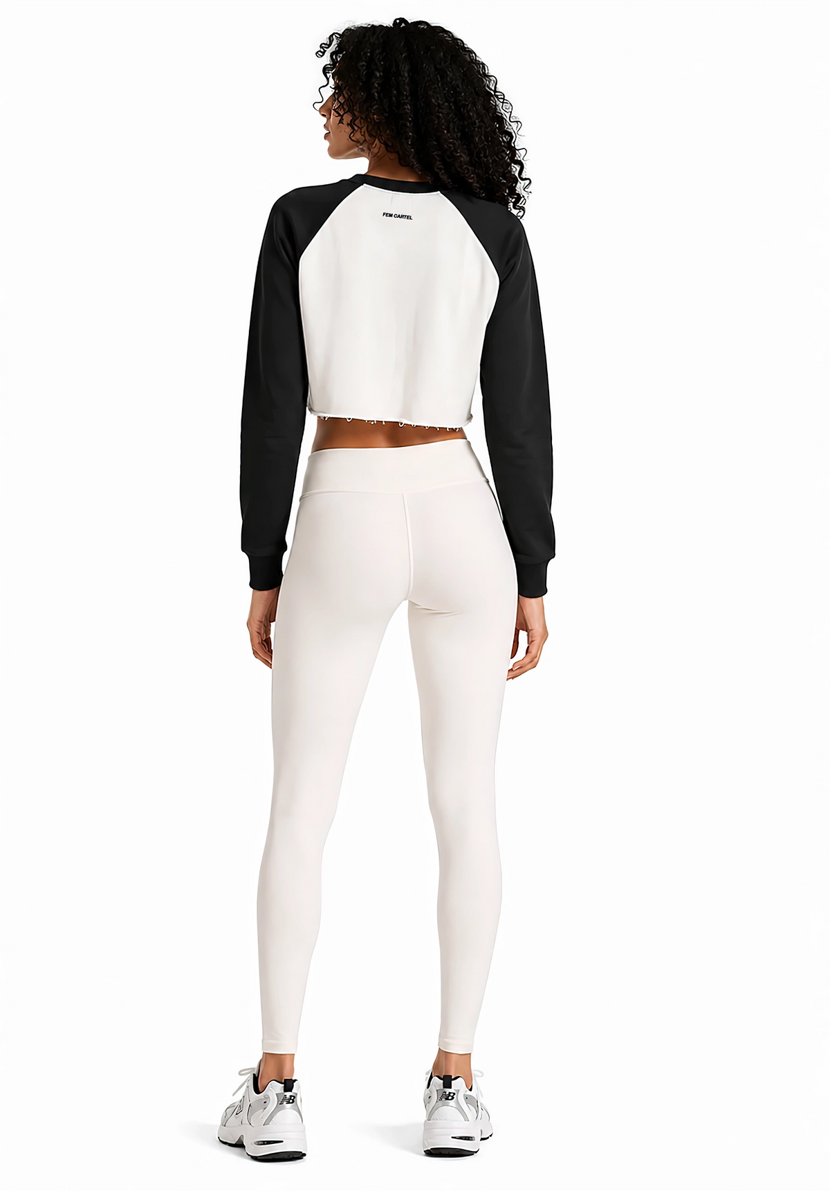Raw-Hem Color-Block Raglan Crop Sweatshirt | Black Logo