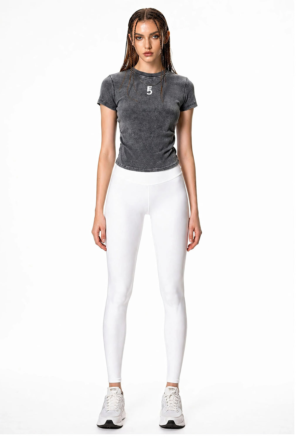 Vintage Washed Bodycon Cotton T-Shirt Icon | White Logo