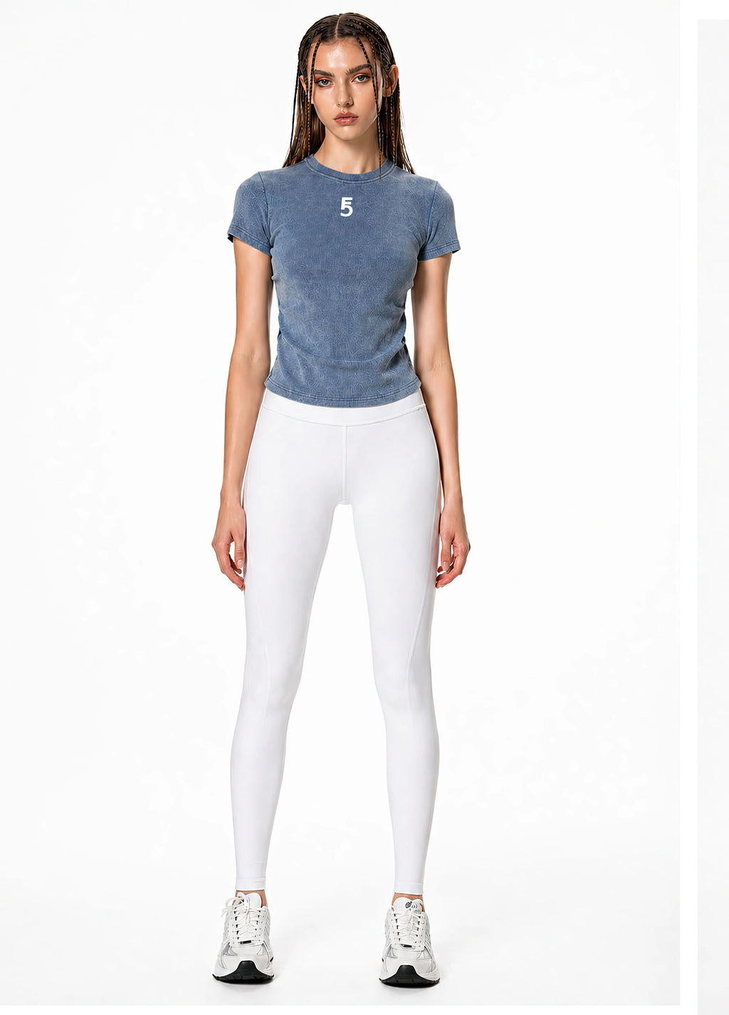 Vintage Washed Bodycon Cotton T-Shirt Icon | White Logo