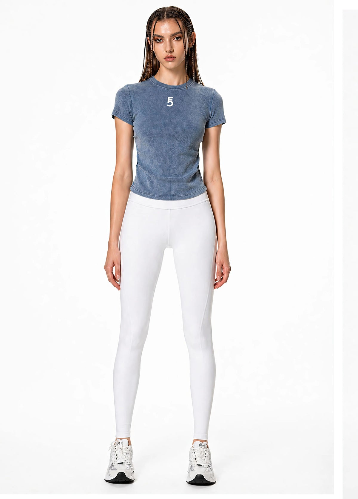 Vintage Washed Bodycon Cotton T-Shirt Icon | White Logo