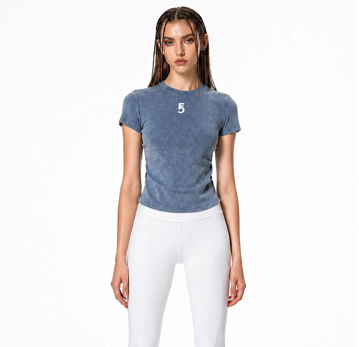 Vintage Washed Bodycon Cotton T-Shirt Icon | White Logo