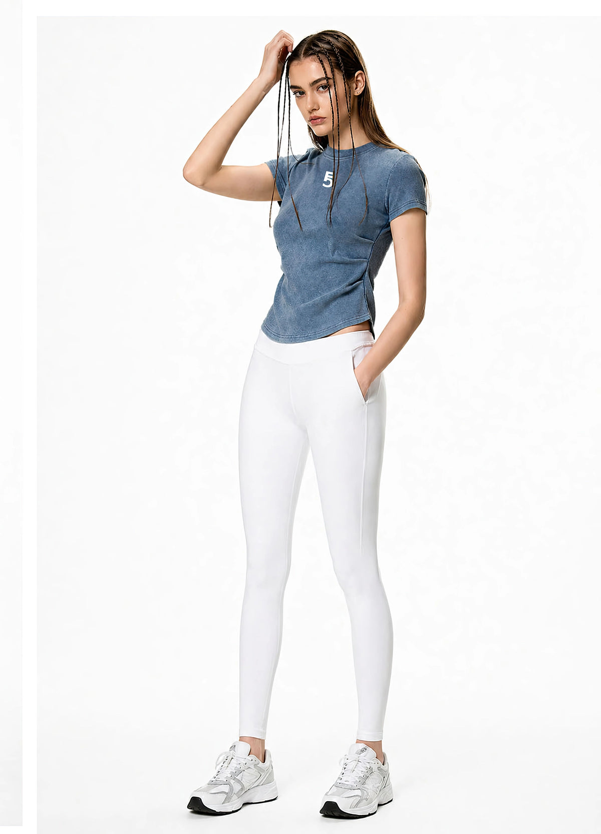 Vintage Washed Bodycon Cotton T-Shirt Icon | White Logo
