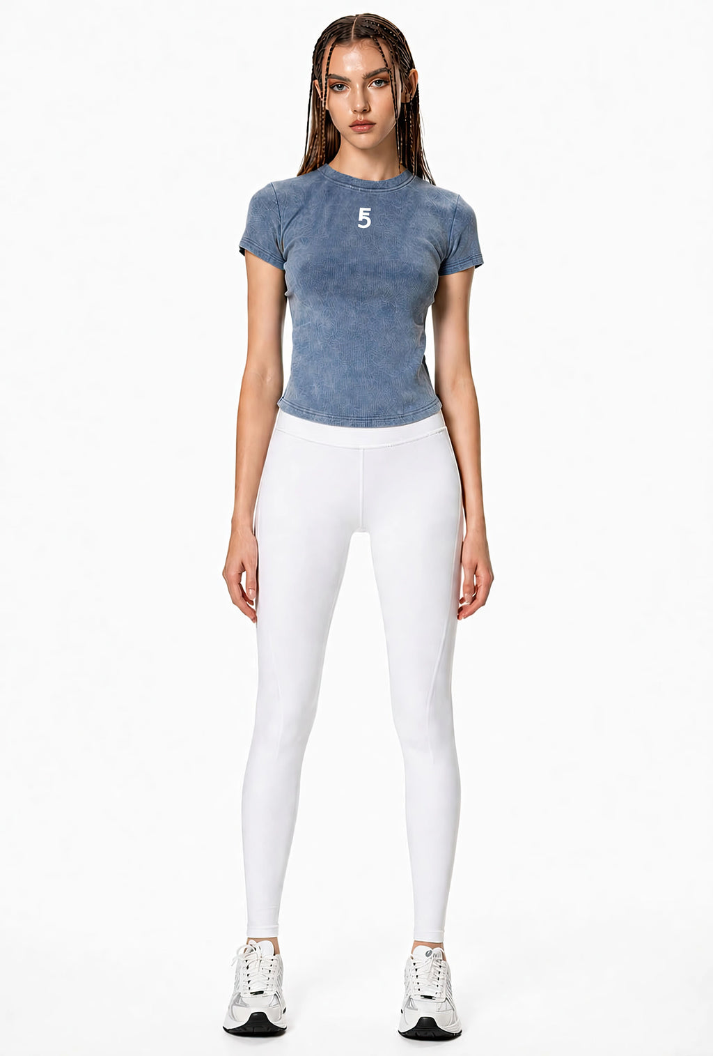 Vintage Washed Bodycon Cotton T-Shirt Icon | White Logo