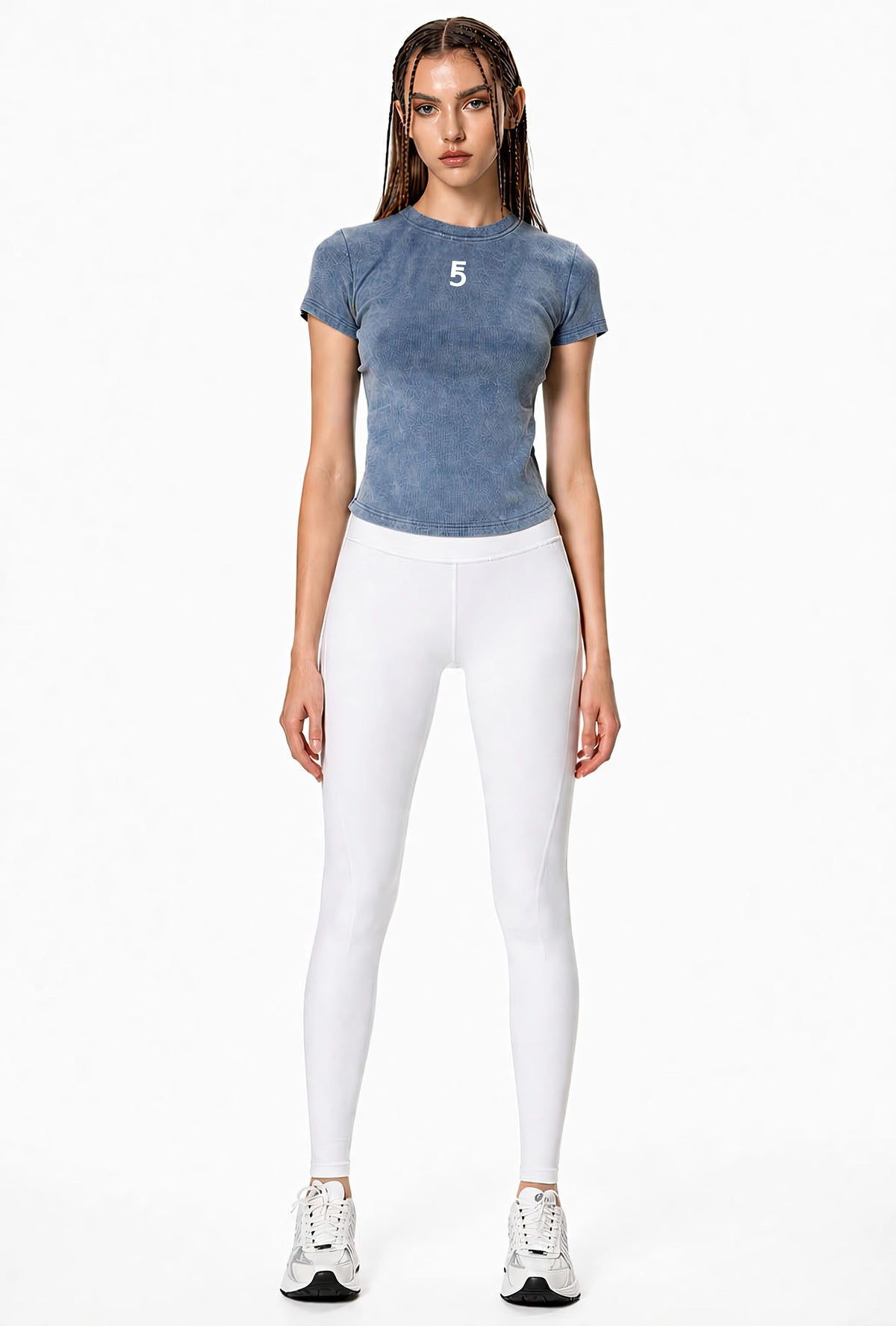 Vintage Washed Bodycon Cotton T-Shirt Icon | White Logo