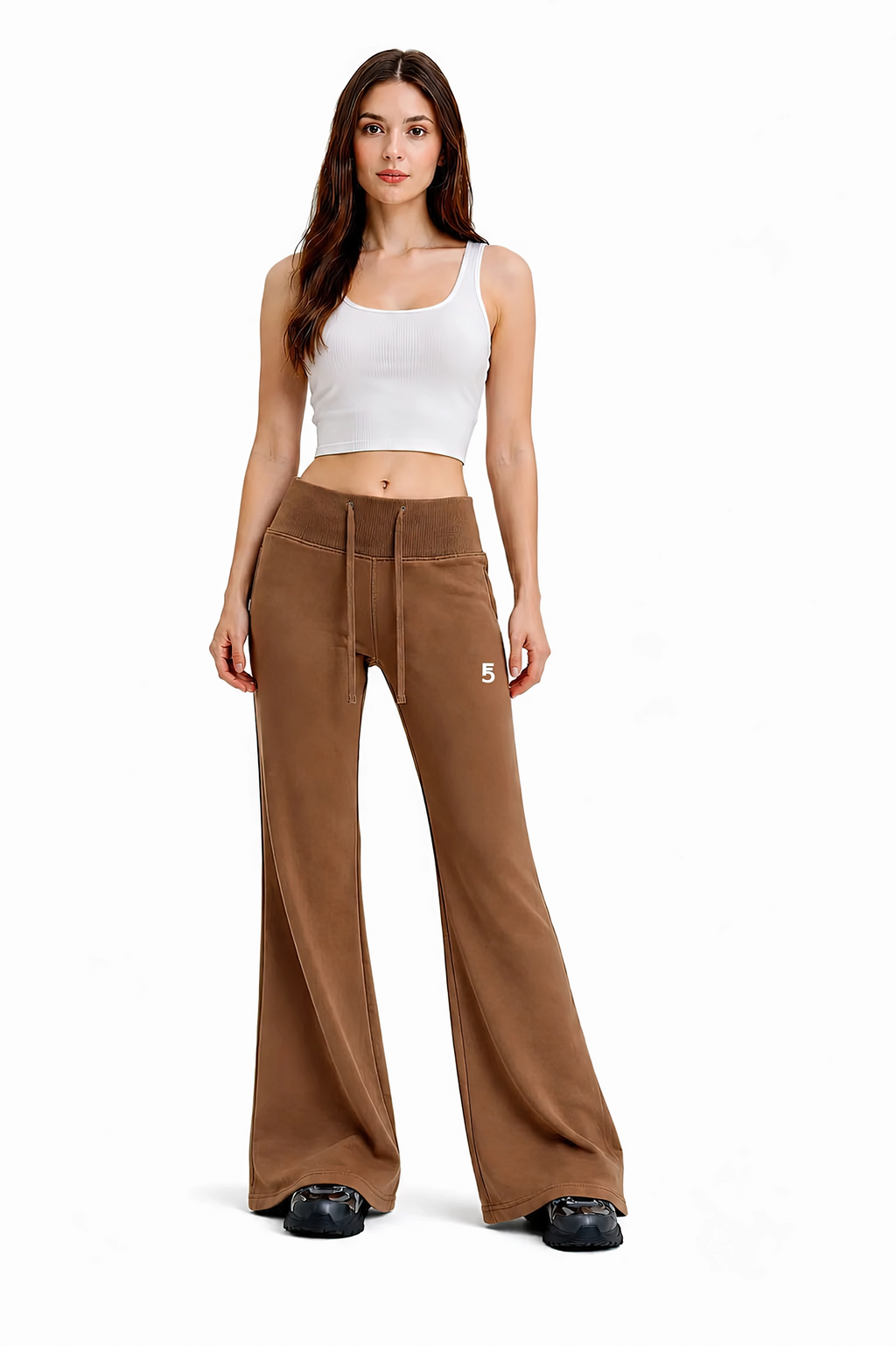 Vintage Washed Flared Fleece Pants | White Logo