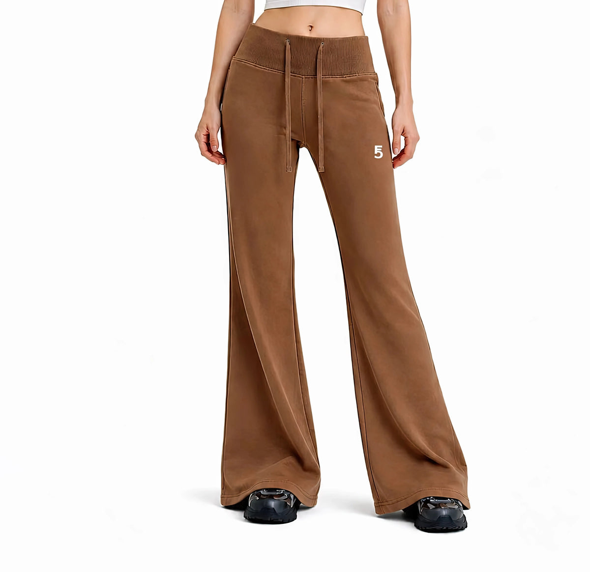Vintage Washed Flared Fleece Pants | White Logo