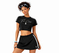 Taped Cooling Performance Crop Top Script | White Logo