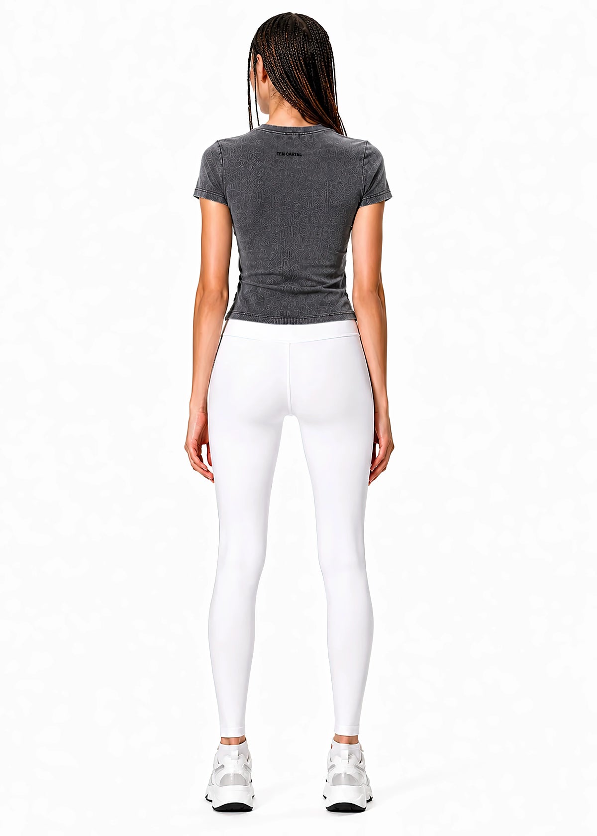 Vintage Washed Bodycon Cotton T-Shirt Script | Black Logo