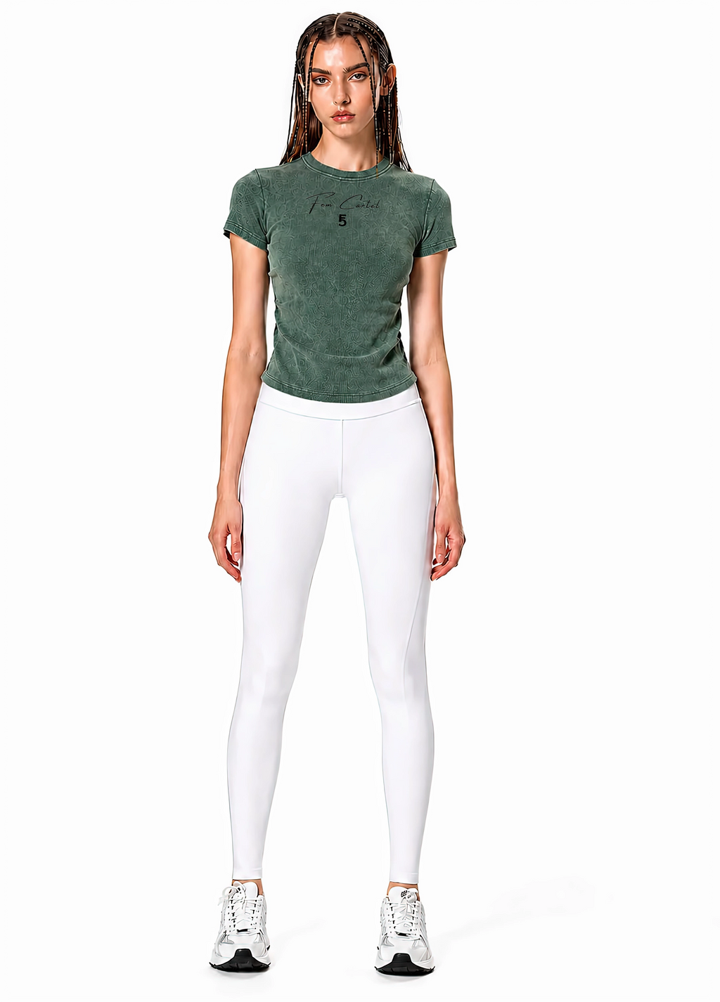 Vintage Washed Bodycon Cotton T-Shirt Script | Black Logo
