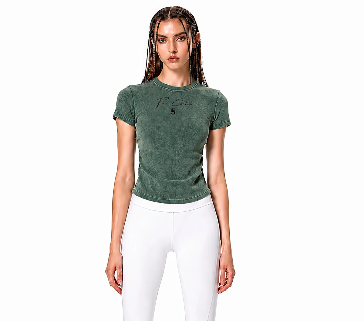 Vintage Washed Bodycon Cotton T-Shirt Script | Black Logo