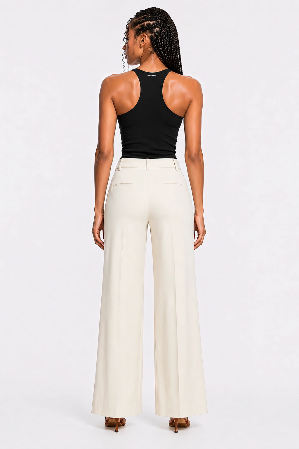 Slim Fit Ribbed Racerback Tank Top | White Logo