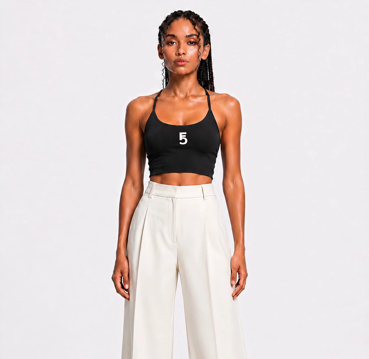 Slim Fit Ribbed Racerback Tank Top | White Logo