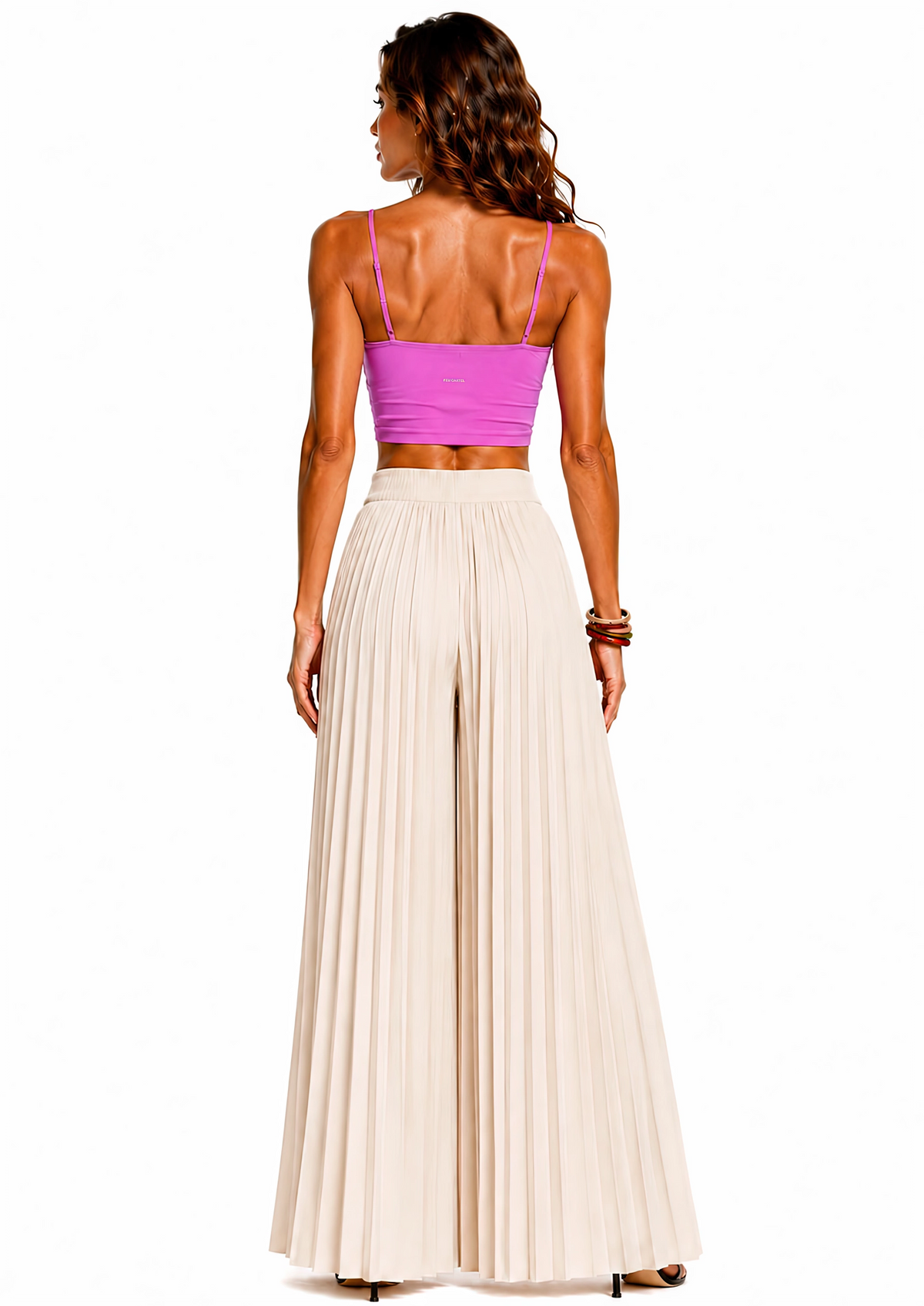 Spaghetti Strap Yoga Sports Bra Script | Pink Logo