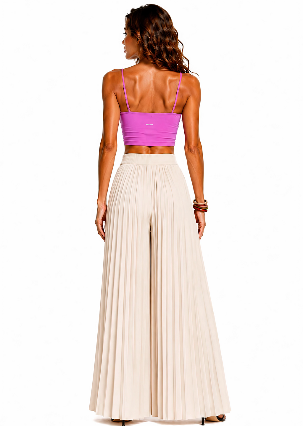 Spaghetti Strap Yoga Sports Bra Script | White Logo