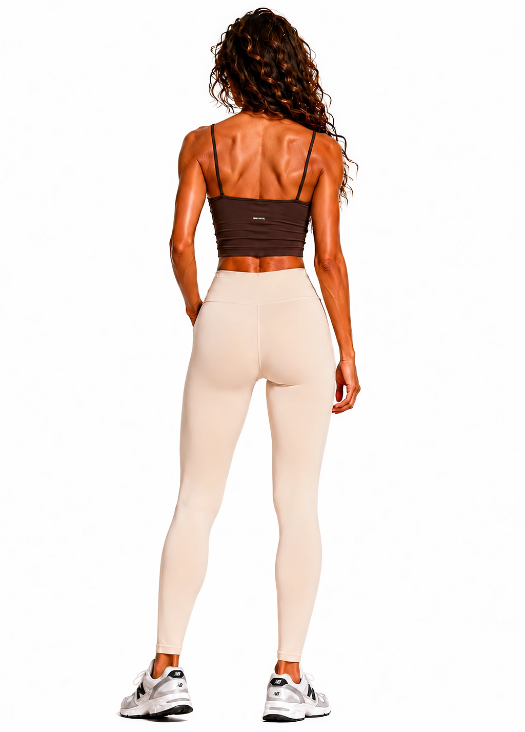 Spaghetti Strap Yoga Sports Bra Script | White Logo