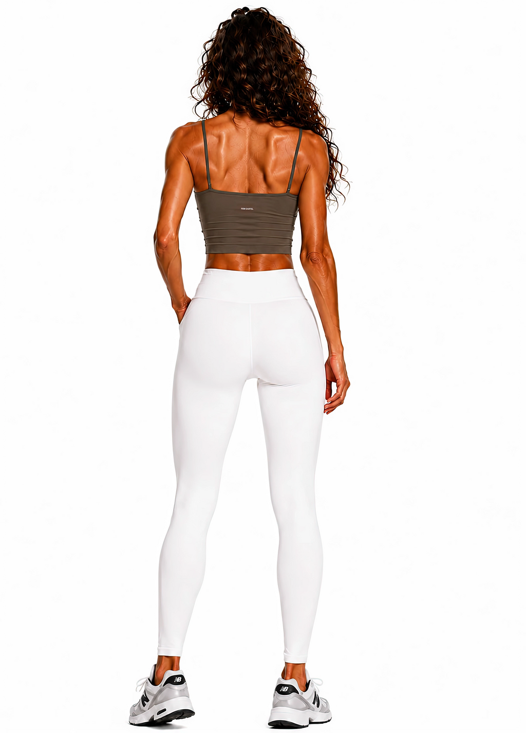 Spaghetti Strap Yoga Sports Bra Script | Pink Logo