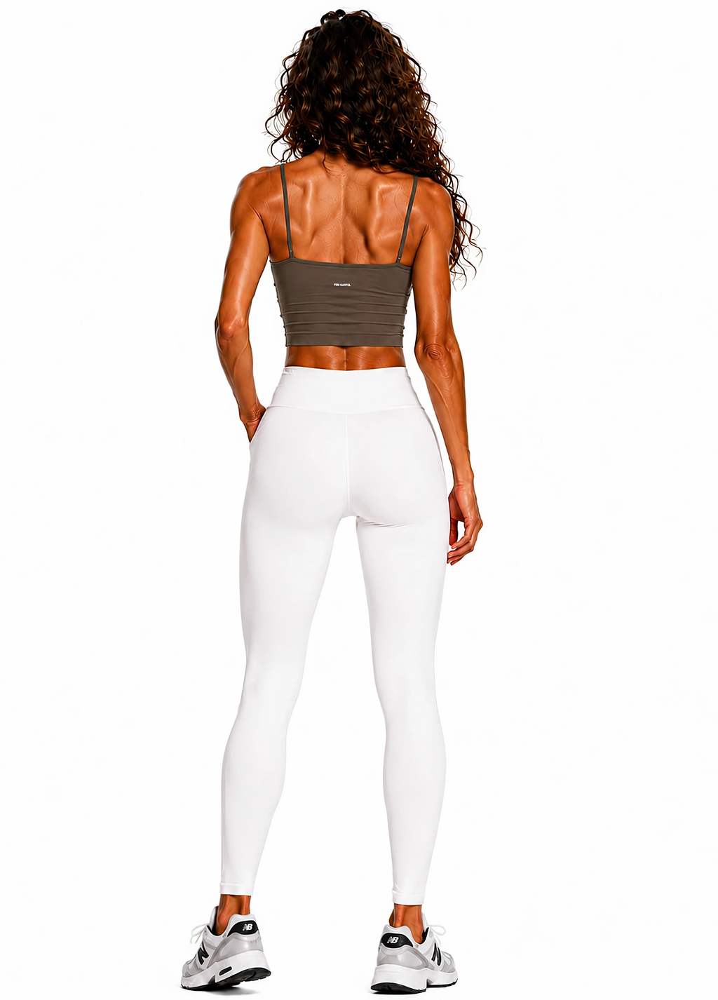 Spaghetti Strap Yoga Sports Bra Script | White Logo