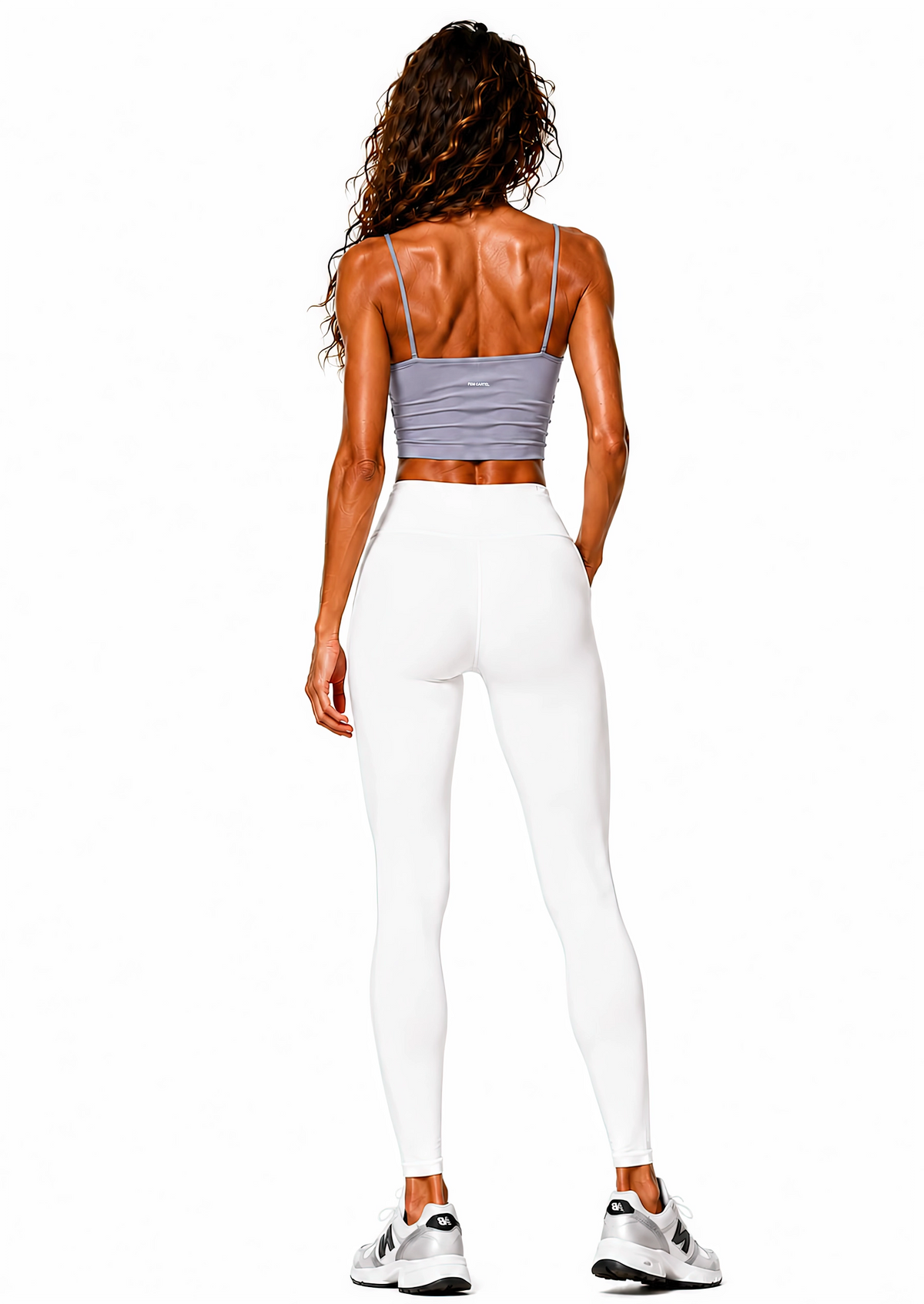 Spaghetti Strap Yoga Sports Bra Script | White Logo