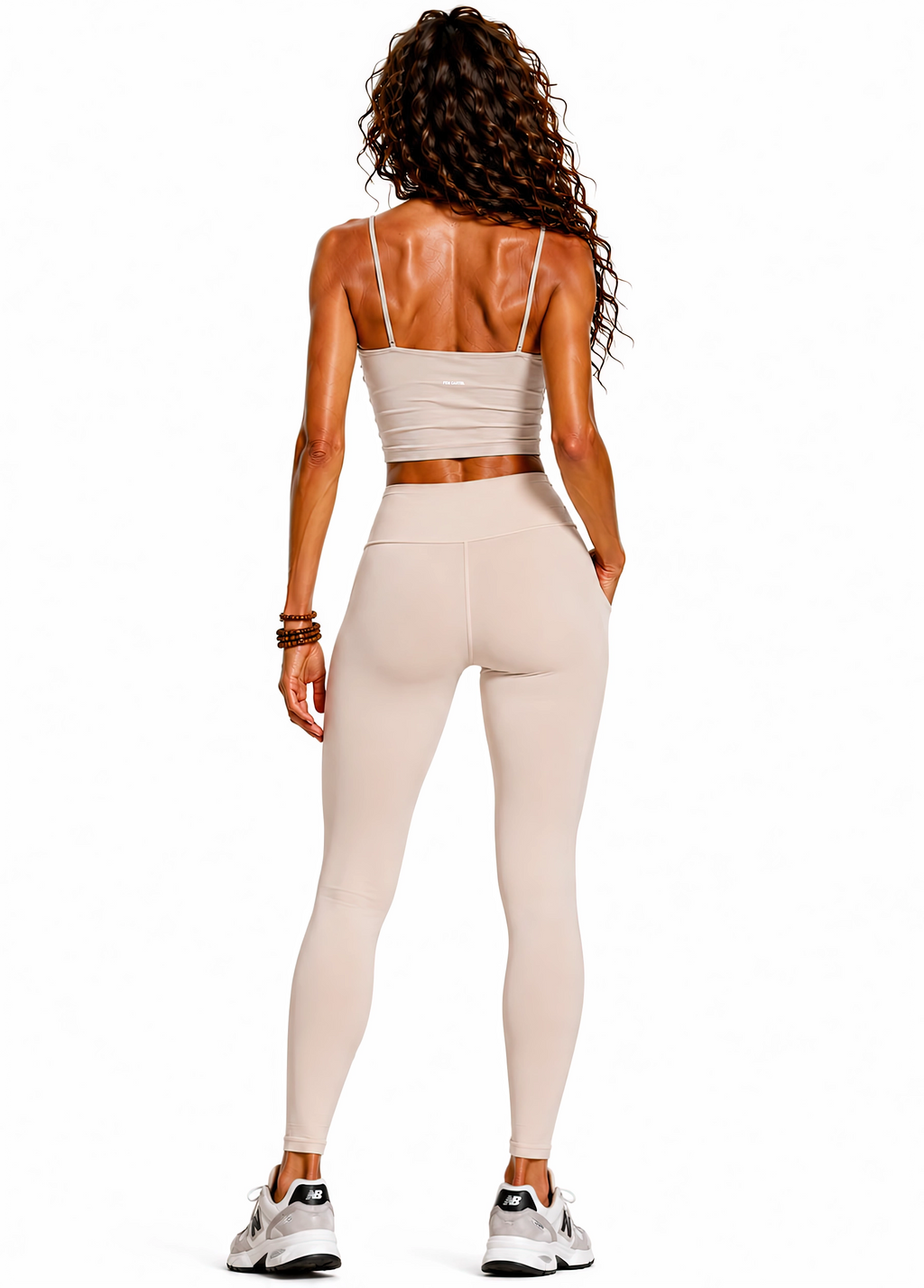 Spaghetti Strap Yoga Sports Bra Script | White Logo