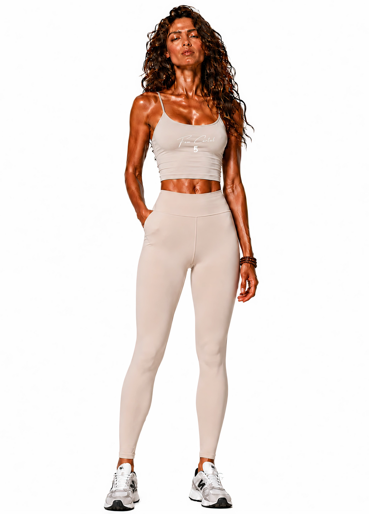 Spaghetti Strap Yoga Sports Bra Script | White Logo