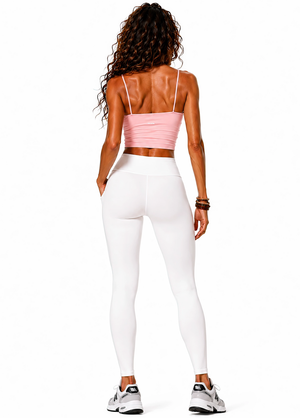 Spaghetti Strap Yoga Sports Bra Script | White Logo