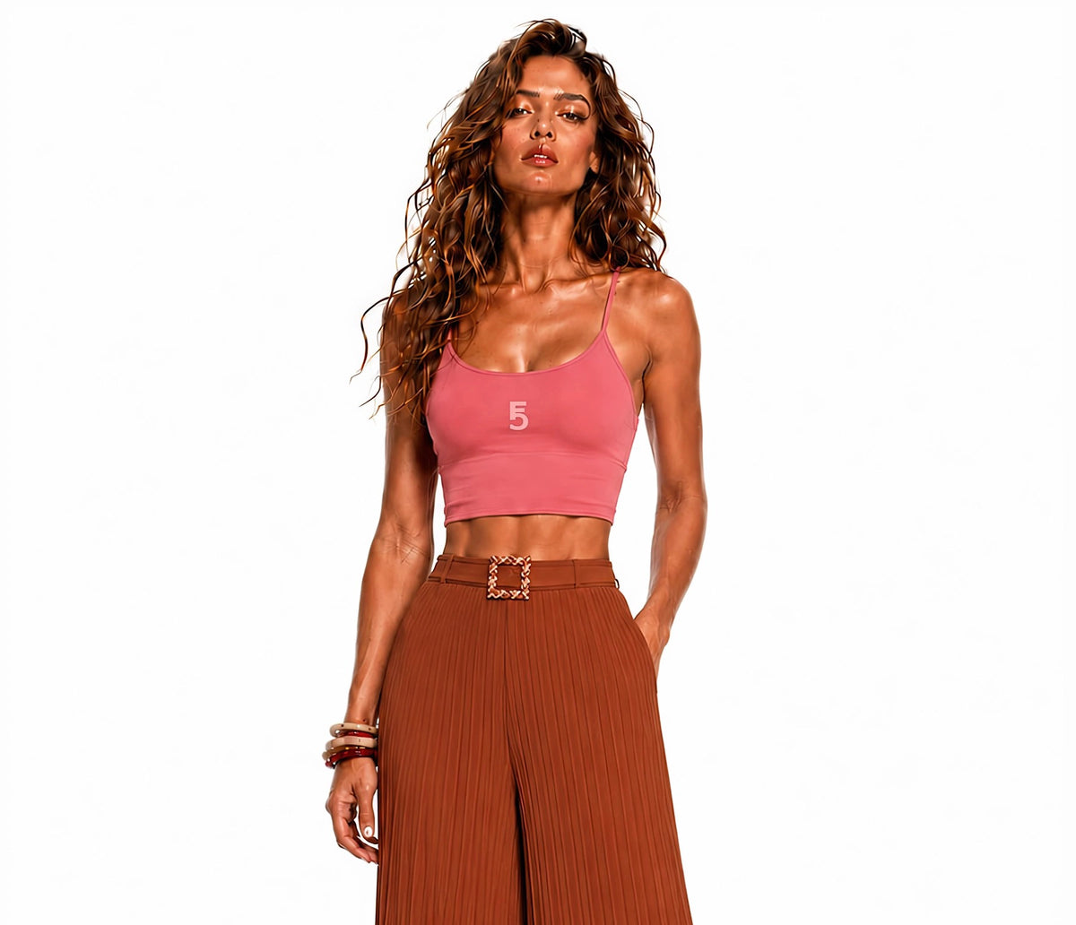 Spaghetti Strap Yoga Sports Bra Icon | Pink Logo