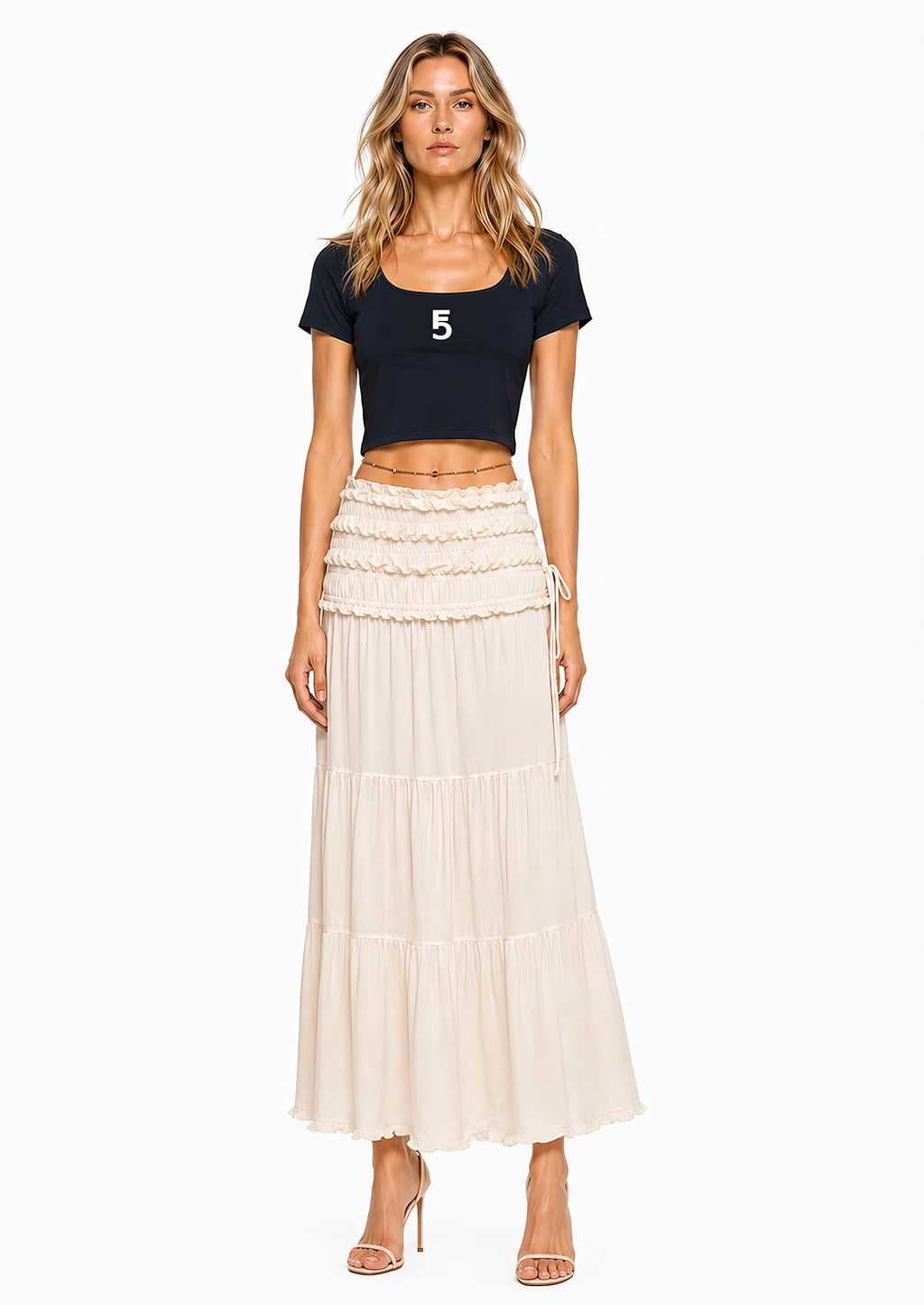 Square Neck Crop T-Shirt Icon | White Logo