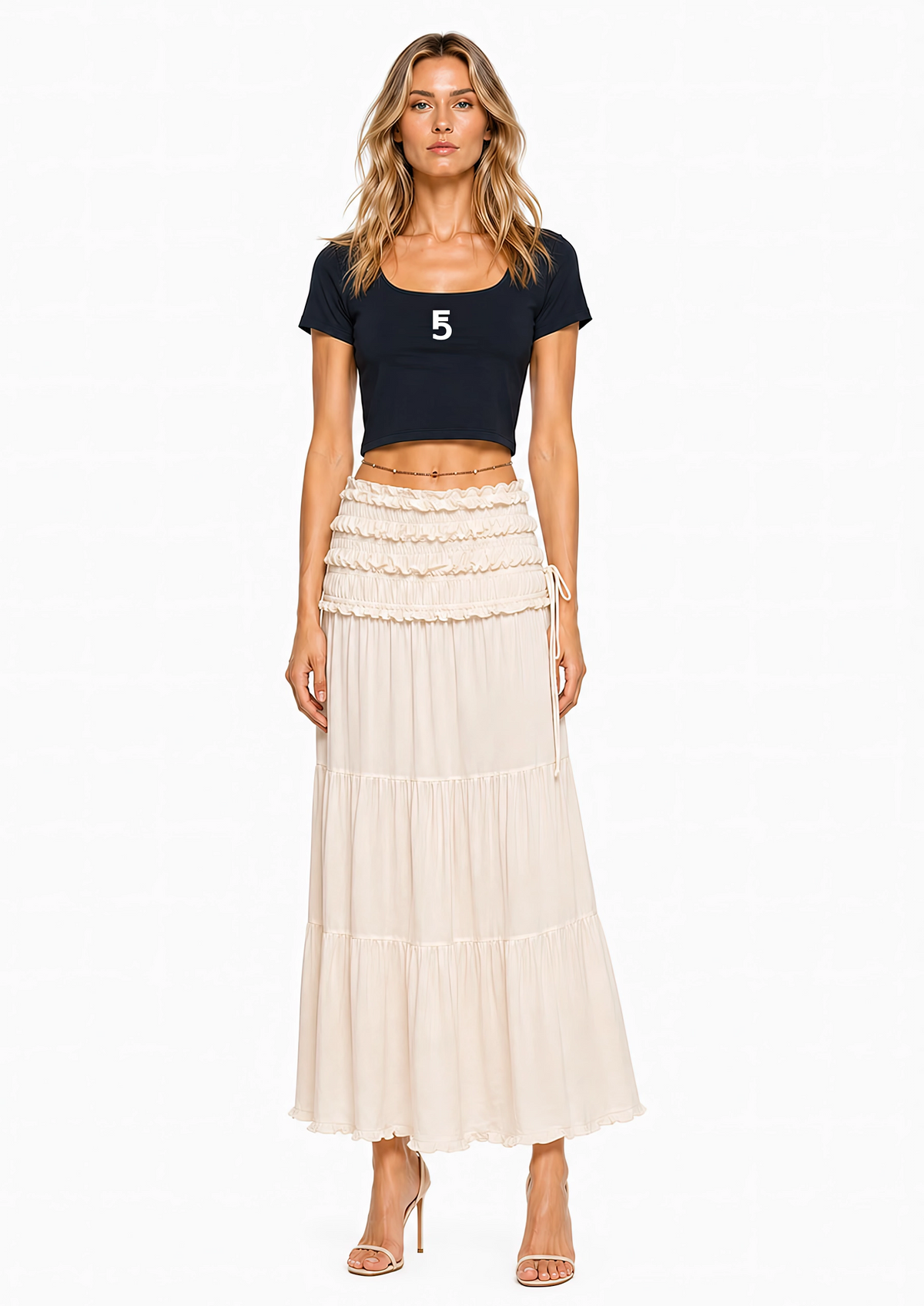 Square Neck Crop T-Shirt Icon | White Logo