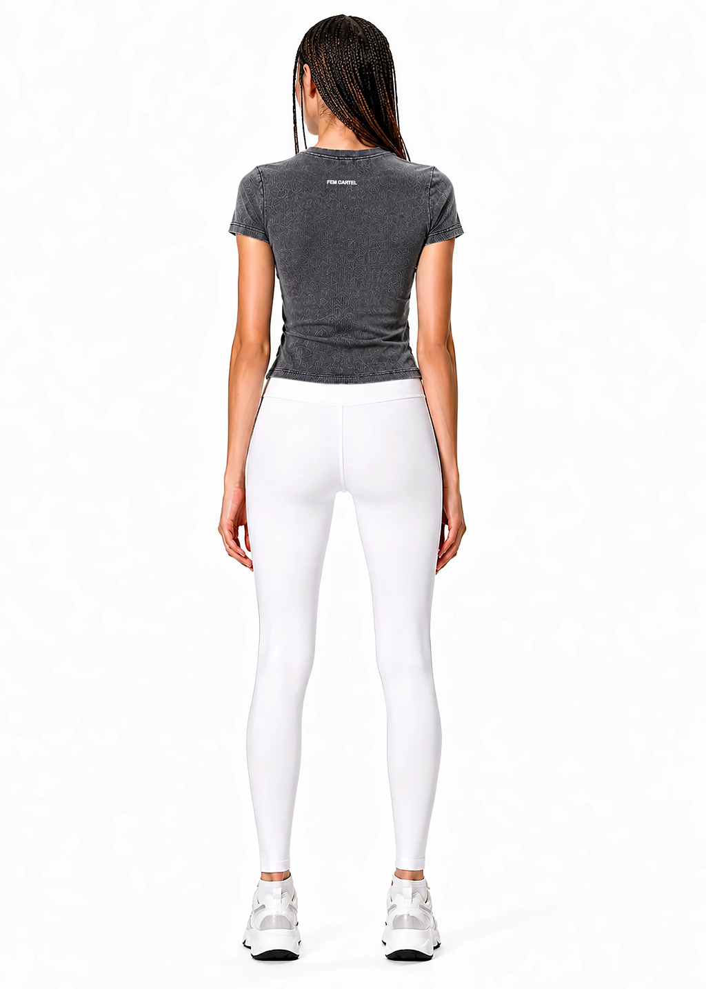 Vintage Washed Bodycon Cotton T-Shirt Script | White Logo