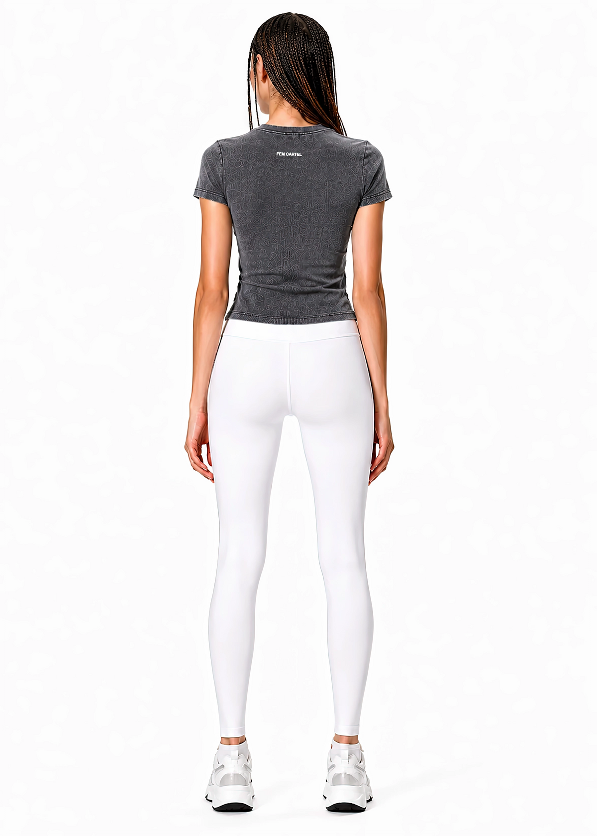 Vintage Washed Bodycon Cotton T-Shirt Script | White Logo