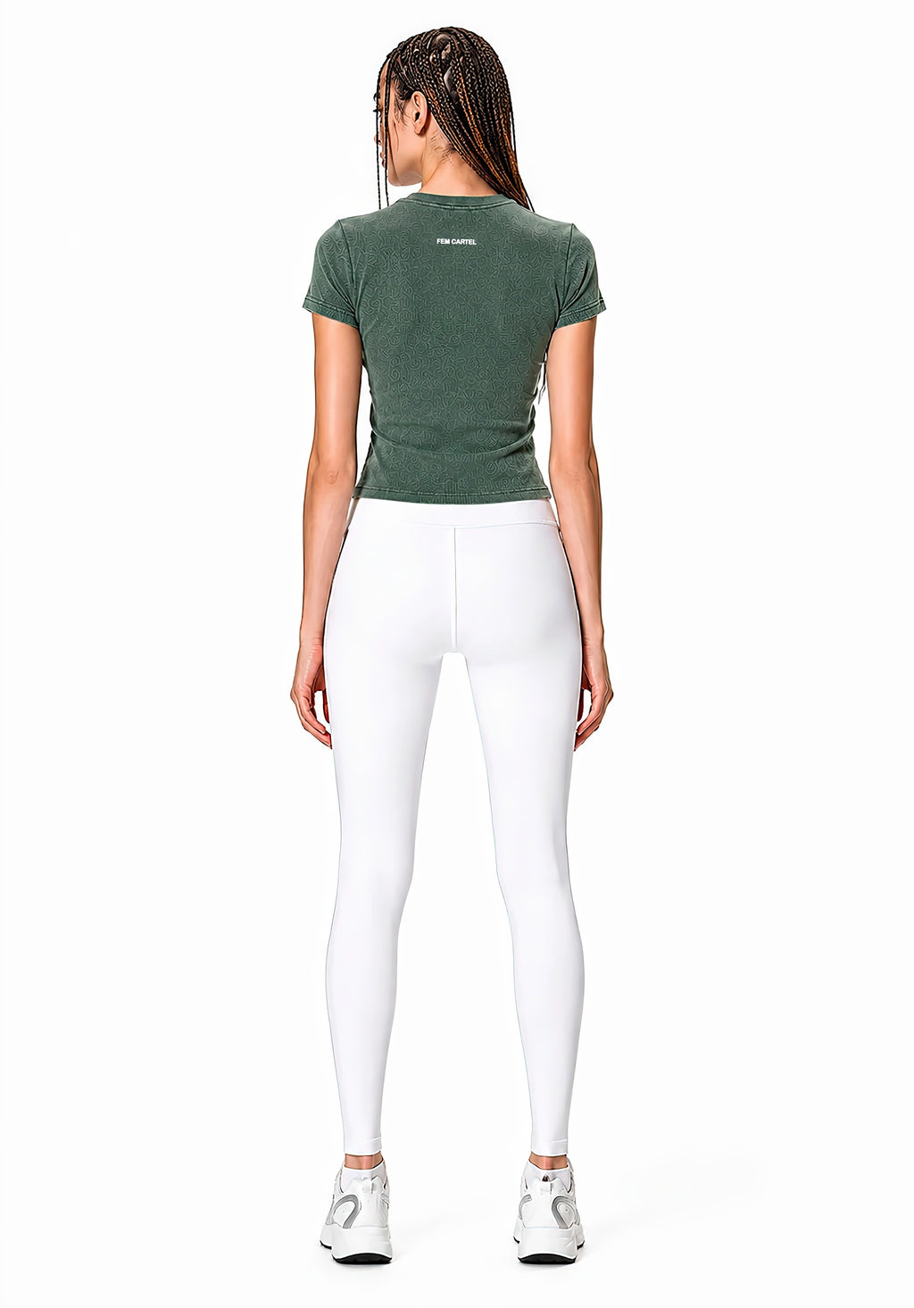 Vintage Washed Bodycon Cotton T-Shirt Script | White Logo