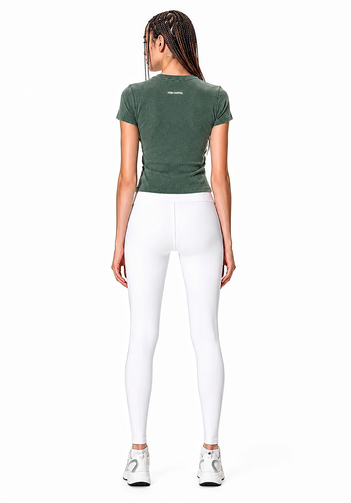 Vintage Washed Bodycon Cotton T-Shirt Script | White Logo