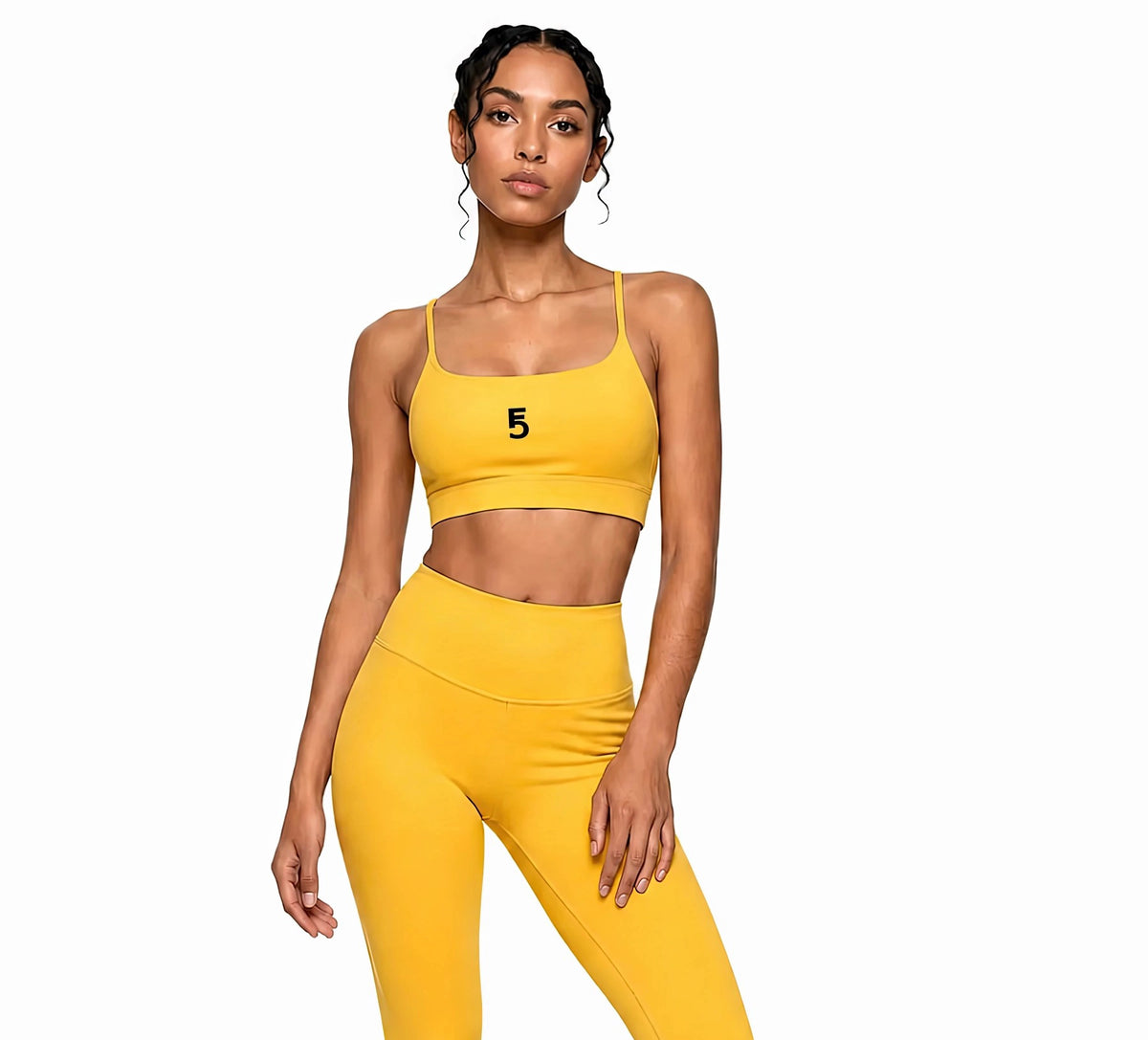 Strappy Criss Cross Yoga Sports Bra Icon | Black Logo