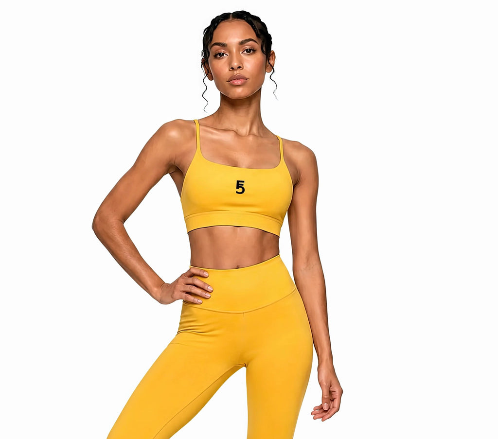 Strappy Criss Cross Yoga Sports Bra Icon | Black Logo