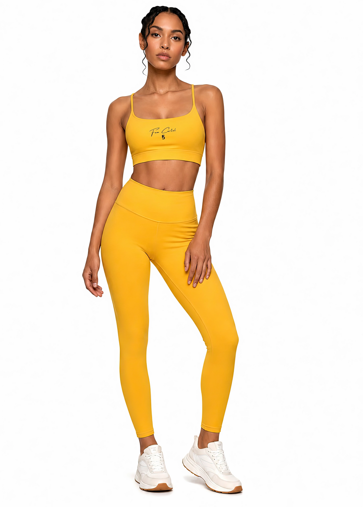 Strappy Criss Cross Yoga Sports Bra Script | Black Logo