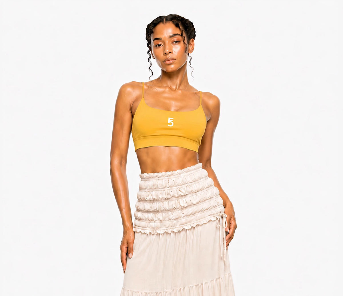 Strappy Criss Cross Yoga Sports Bra Icon| White Logo