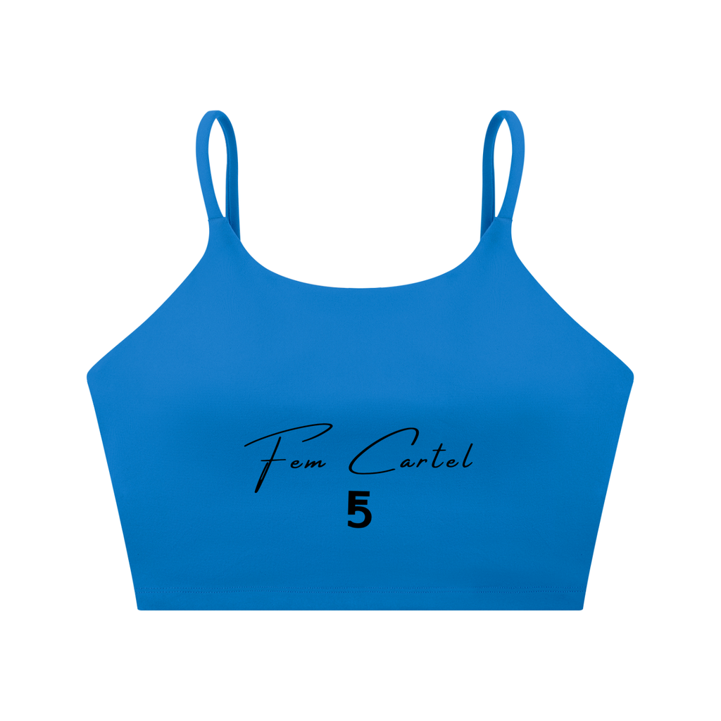 Spaghetti Strap Yoga Sports Bra Script | Black Logo