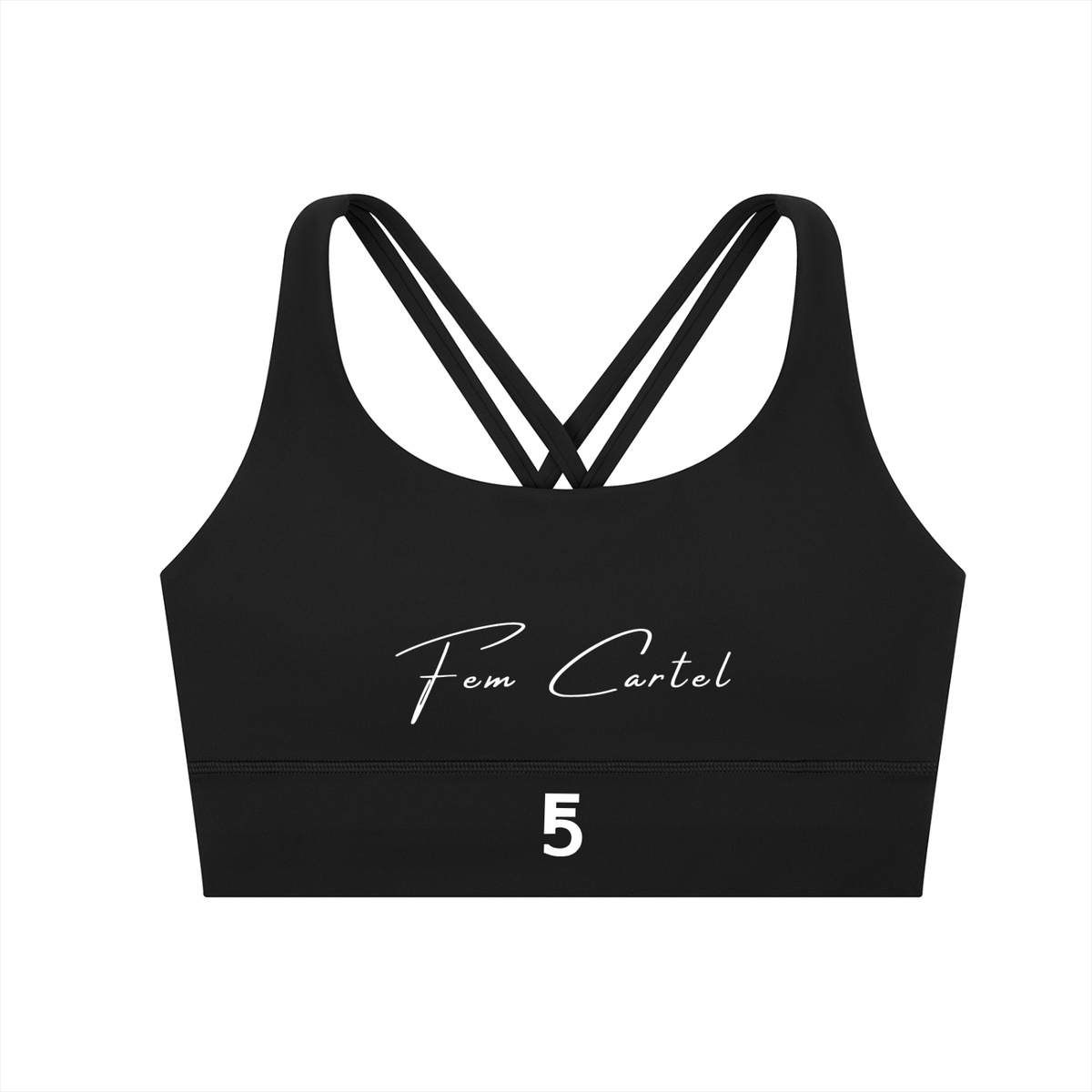 Strappy Criss-Cross Sports Bra | White Logo