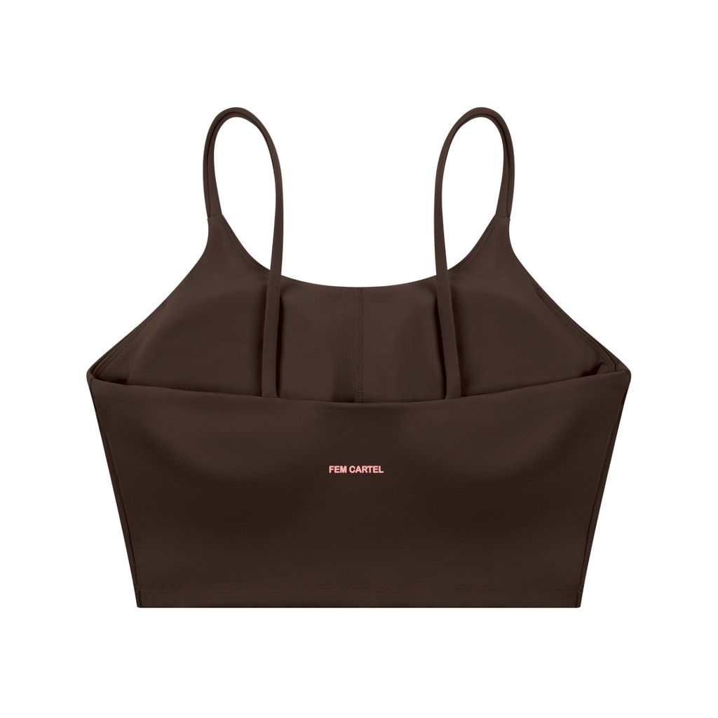 Spaghetti Strap Yoga Sports Bra Icon | Pink Logo