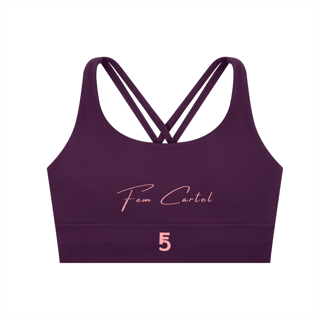 Strappy Criss-Cross Sports Bra | Pink Logo