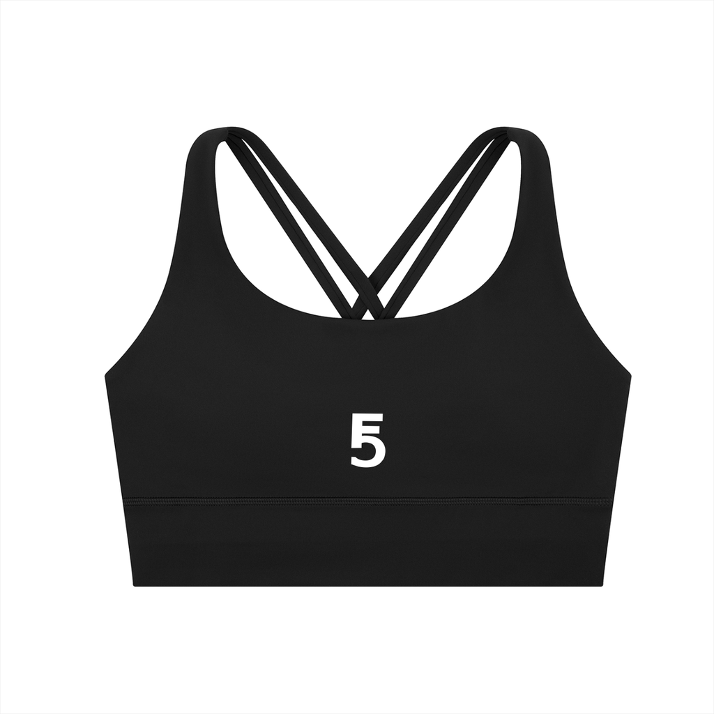 Strappy Criss-Cross Sports Bra | White Logo