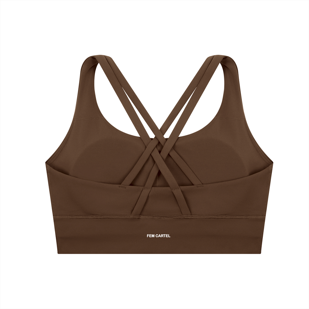 Strappy Criss-Cross Sports Bra | White Logo