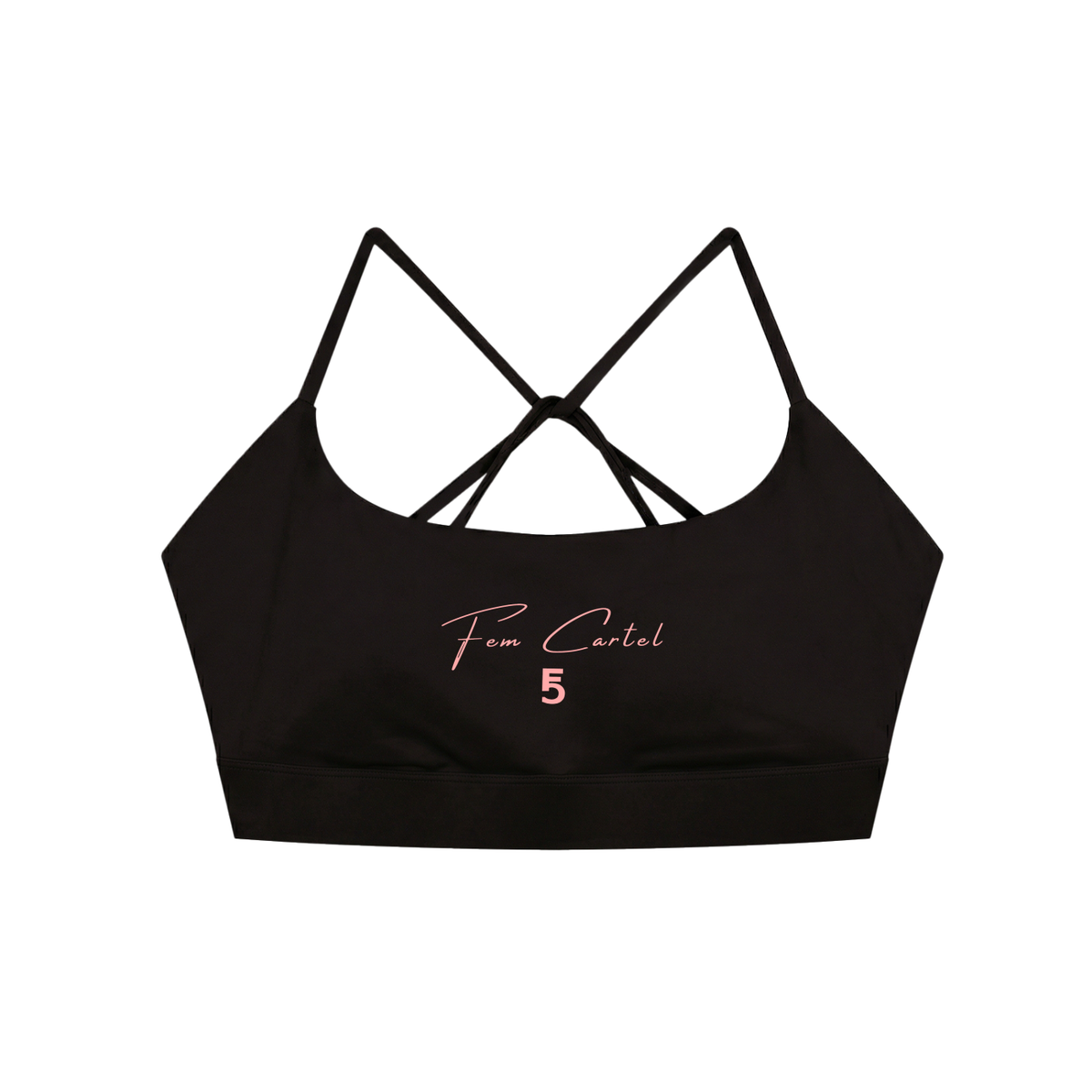 Strappy Criss Cross Yoga Sports Bra Script | Pink Logo