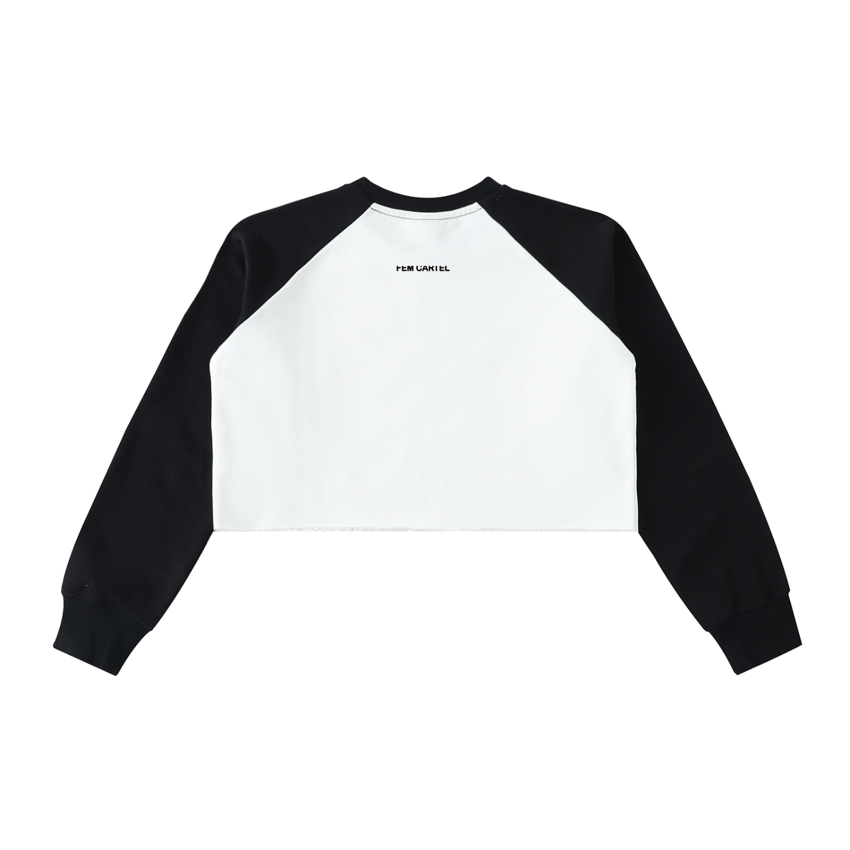 Raw-Hem Color-Block Raglan Crop Sweatshirt | Black Logo